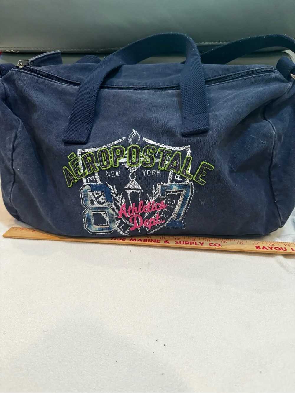 Aeropostale Navy Canvas Duffel with Embroidered Crest
